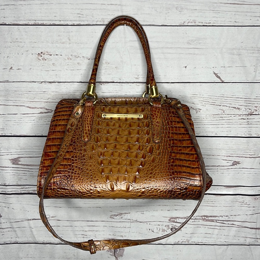 Auth Brahmin Chelsea Satchel Bag in Toasted Almond!